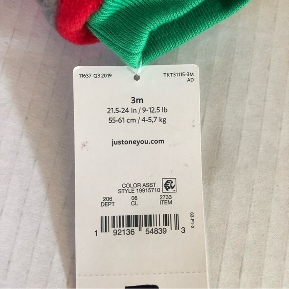 Carter’s Just One You Baby Boys' Reindeer Striped Fleece Footies Size 3M - Picture 7 of 13